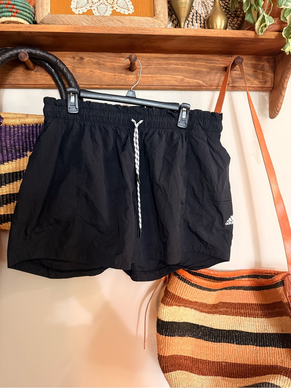 Adidas black paperbag shorts